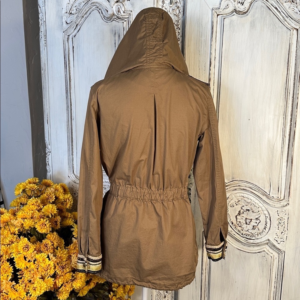 Willow & Clay Brown Hooded Jacket with Pockets Gold and Black Accents - Picture 8 of 9